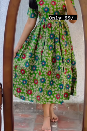 Parrot Green Color Printed Dress