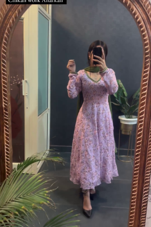 Floral Print Pink Kurta With Palazzo & Dupatta (Set of 3)