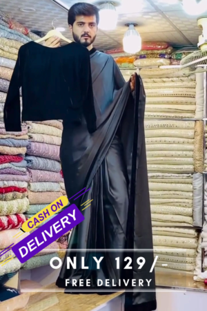 Pure Silk Black Saree With Baahar-e-siah Blouse