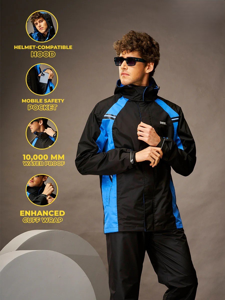 Go Hike Black & Blue Rainsuit