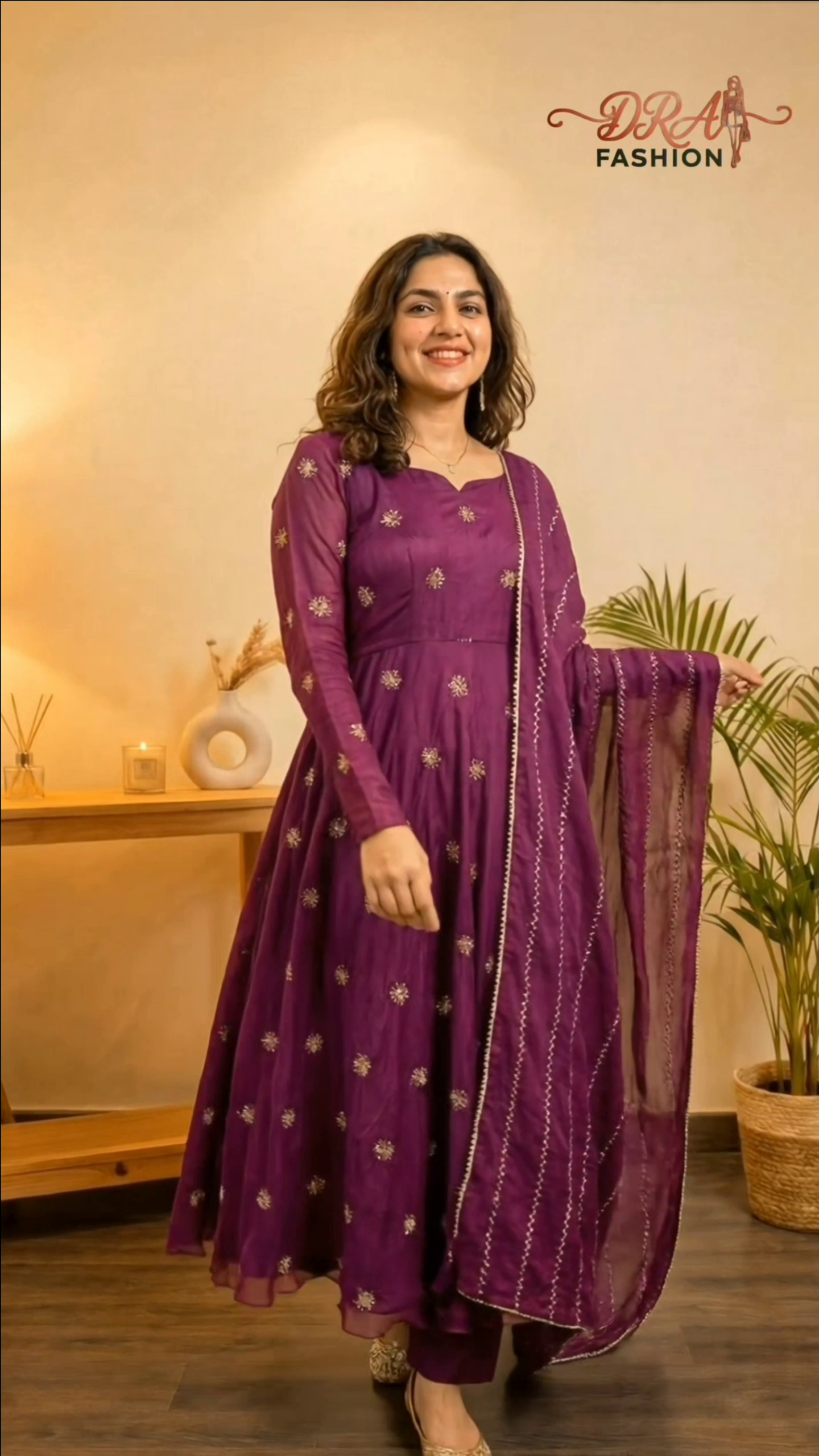 Ethnic Embroidered Zari Panelled Anarkali Kurta With Pyjamas - Image 2